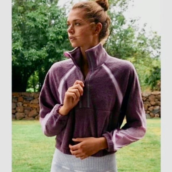 Free People Sweaters - Free People Movement So Fly Half Zip Purple Boysenberry Combo Sweatshirt